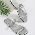thumbnail image 5 of Anuirheih Women's Strappy Slide Sandals Rhinestone Open Toe Flat Sandals Slip On Casual Summer Beach Sandals(Silver), 5 of 7