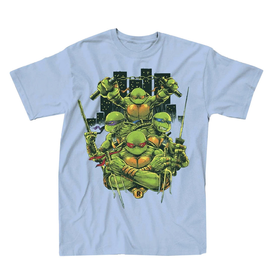 Mighty Fine Teenage Mutant Ninja Turtles Turtle Power Mens Light Blue