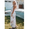 thumbnail image 4 of Robe Maxi Sans Manches à Imprimé Floral Rayé Blanc pour Femmes avec Poche, 4 of 25