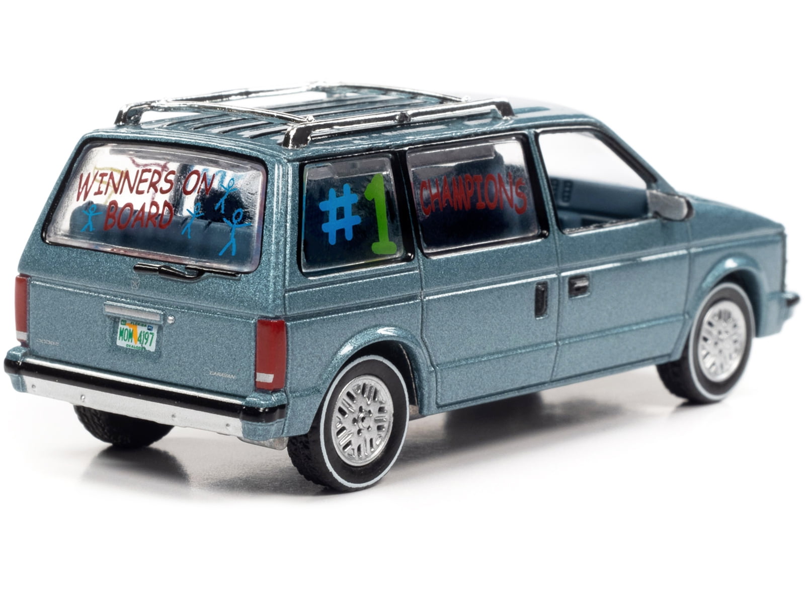2018 Ford F-150 Pickup Truck Red and 1984 Dodge Caravan Minivan Blue Metallic 1/64 Diecast Model Cars by Auto World