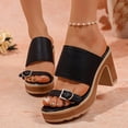 thumbnail image 6 of Slide Sandals Women Adjustable Buckle Flatform Block Heel Slip On Open Toe Casual Summer Dress Walking Shoes, 6 of 6