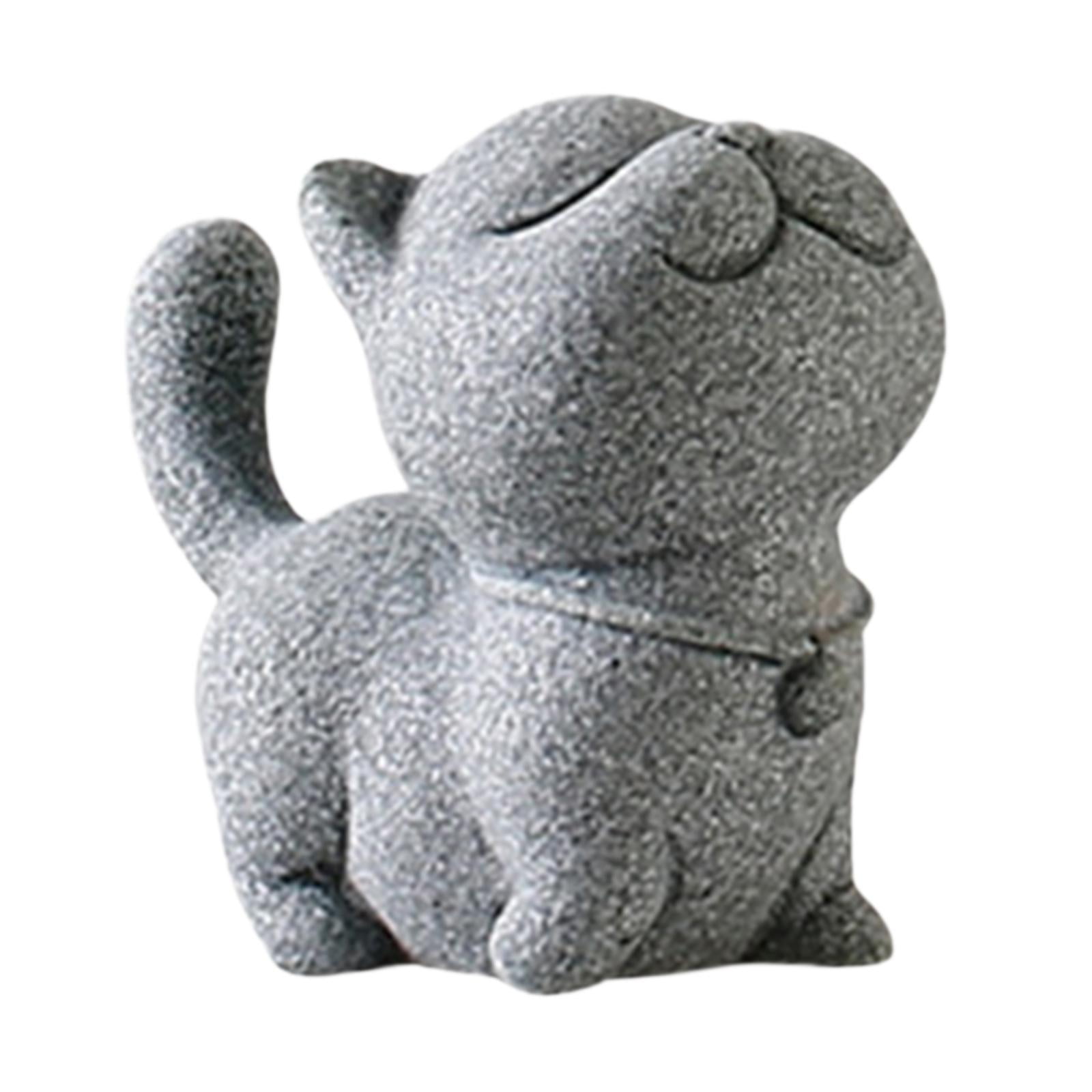 Tongina Statue Stone Tea Pet Animal Decor Adorable Desktop Ornament Unique Versatile Garden Art Sculpture Miniature Figurine Tsundere Cat