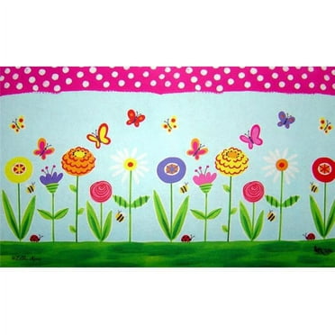 Custom Printed Rugs DM  19 Fun Flowers Garden Party Door Mat