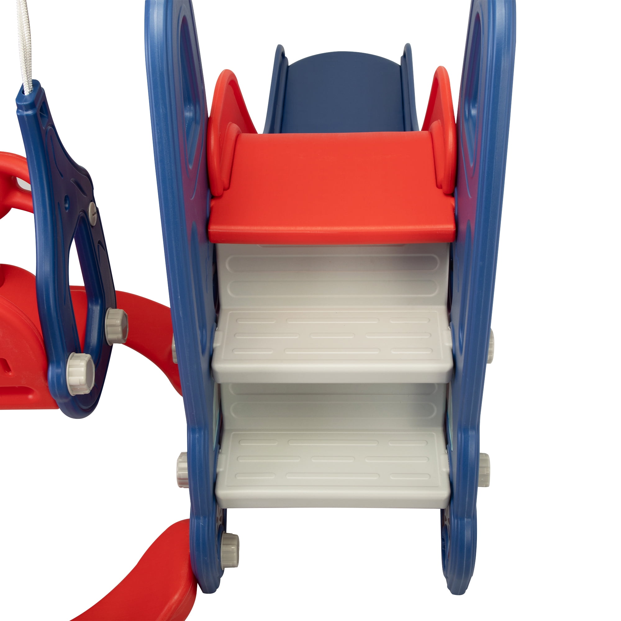 Kepooman 3 in 1 Toddler Slide, Swing Set with Basketball Hoop for Boy and Girl, Red Blue Kepooman 3 in 1 Toddler Slide, Swing Set with Basketball Hoop for Boy and Girl, Red Blue