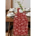 thumbnail image 4 of Red Snowflake Christmas Burlap-Cotton Table Runner 60 Inches Long,Xmas Snowflake Vintage Farmhouse Table Runners,Outdoor Dining Tablecloths Decor for Baby Shower Party Wedding 13x60, 4 of 9