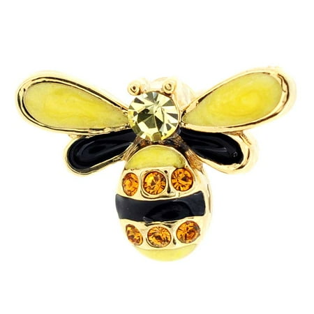 Bee Pin Jewelry - Golden Bee Bug Swarovski Crystal Lapel Pin