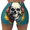 thumbnail image 2 of Rateoe Modern Hip-Hop Skull Printed Power Workout Shorts for Women Tummy Control Squat Proof Ribbed Thick Seamless Scrunch Active Short-XX-Large, 2 of 8