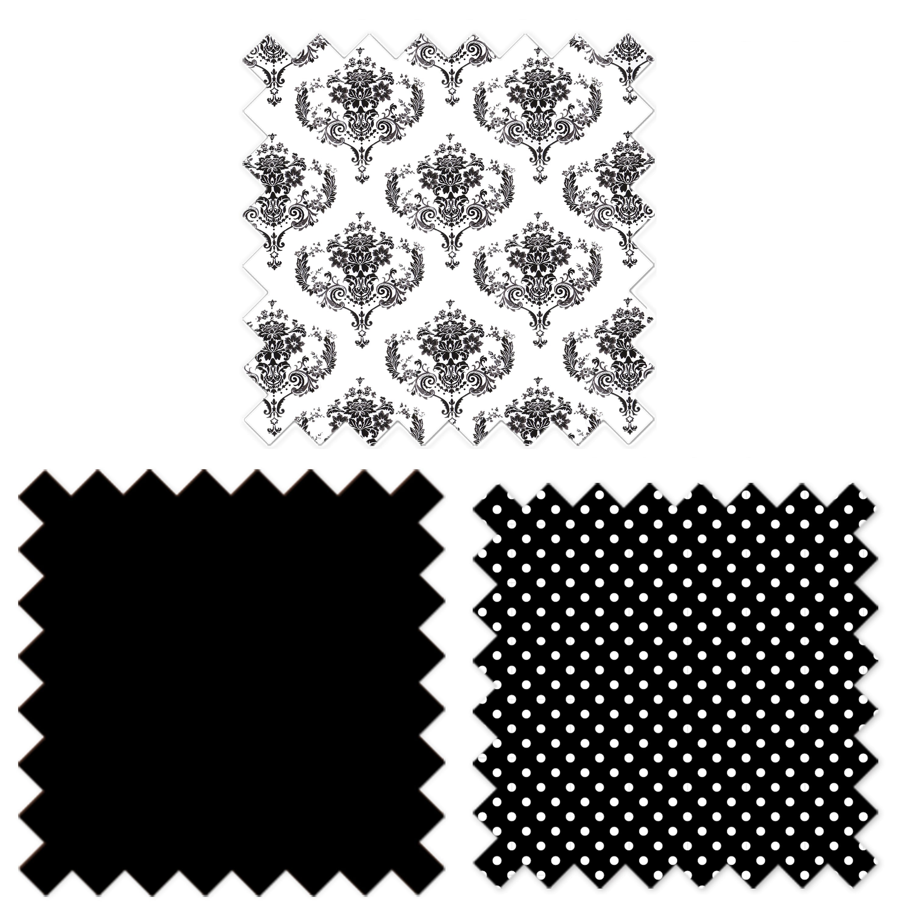 Bacati - Classic Damask 3-Piece Crib Bedding Set - Black/Grey/White Unisex
