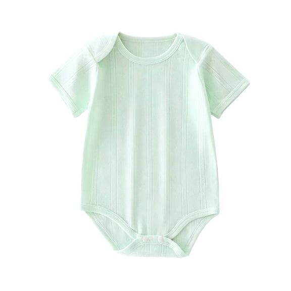 Zpanxa Newborn Onesies Girl Ribbed Cotton Short Sleeve Summer Bodysuit Green 3-6 Months