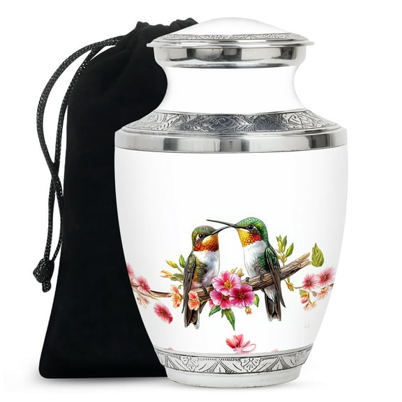 KARYLIZ Humming Bird Urn For Ashes - Urn for Ashes Adult Male - White Cremation Urns for Human Ashes Adult Female, Decorative Burial Urn for Men & Women