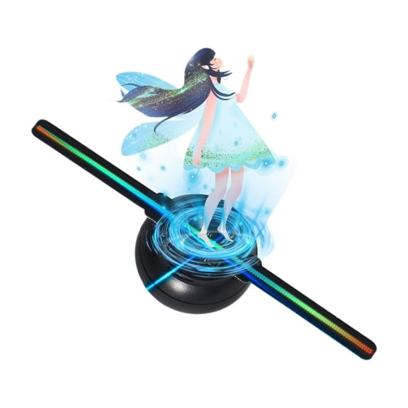 5.5in/14cm 3D Hologram Fan, 128 0603 LED Beads Holographic Projector, HD Flicker Free TF&APP Control Christmas Halloween ,Versatile Design