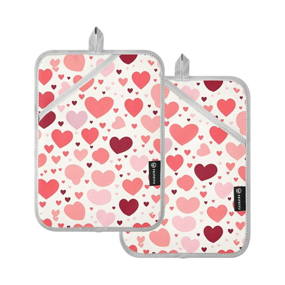 ALAZA Hearts Pink Pot Holders Set of 2 Heat Resistant Kitchen Oven Mitts