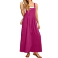 thumbnail image 5 of Jumper Dress Overalls for Women Loose Version Baggy Style Length Adjustable Straps Wide Hemline Hot Pink L, 5 of 6