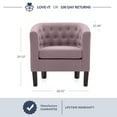 thumbnail image 3 of BELLEZE Light Purple Accent Chairs for Living Room, Set of 2 Elegant Arm Chairs, Upholstered Tufted Barrel Chairs Club Chairs for Bedroom with Sturdy Legs and Linen Fabric - Berlinda (Light Purple), 3 of 6