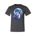 thumbnail image 2 of Wolf Howling at the Moon | Mens Animal Lover Graphic T-Shirt, Heather Black, X-Large, 2 of 3
