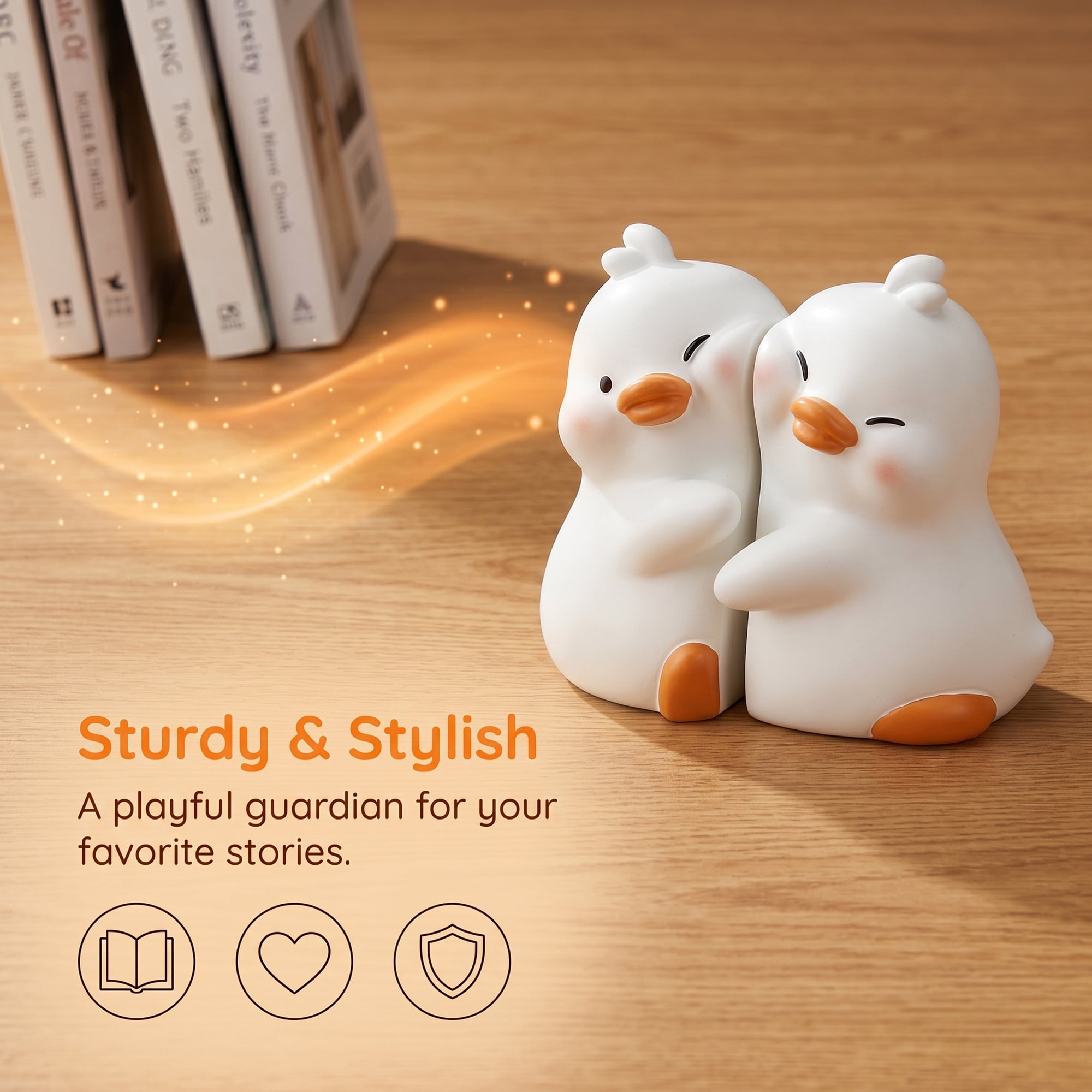 Unique Bargains 2Pcs Modern Resin Book Stoppers Book Ends White 6.7*3.9*5.1inch