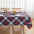thumbnail image 1 of Nappe Rectangulaire 52x70 du 4 Juillet Patriotique pour le Memorial Day - Carreaux Blue Buffalo Rouges Étoiles Oblong Polyester Housse de Table de la Fête de l'Indépendance Lavable Imperméable pour Fête Pique-Nique Souper, 1 of 6