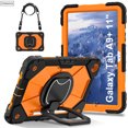 thumbnail image 1 of For Samsung Tab A9+ A9 Plus SM-X210 X110 A8 10.5 SM-X200 A7 Lite T220 Case Rotation Hand Ring Kids Stand Shockproof Tablet Cover Black Orange Tab A9 8.7 inch 2023, 1 of 6