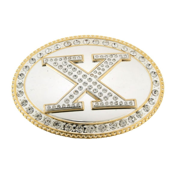 Big Initial X Letter Alphabet Belt Buckle Western Cowboy Rodeo Gold Silver Shiny