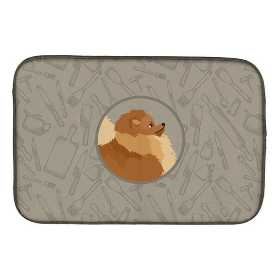 Caroline's Treasures Pomeranian In the Kitchen Dish Drying Mat