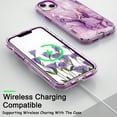 thumbnail image 4 of Mantto for iPhone 15 Case, 3 in 1 Slim Hybrid Crystal Rubber Bumper Cute Marble Pattern Hard PC Soft Silicone Drop Protection Women Girls Cover for iPhone 15, Purple Marble, 4 of 6