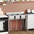 thumbnail image 1 of Évier en Acier Inoxydable, Évier Autoportant à 3 Compartiments avec Tuyaux Chauds et Froids, Évier Utilitaire de Cuisine Commercial pour Garage, Restaurant, Arrière-Cour pour Intérieur Extérieur, 1 of 8