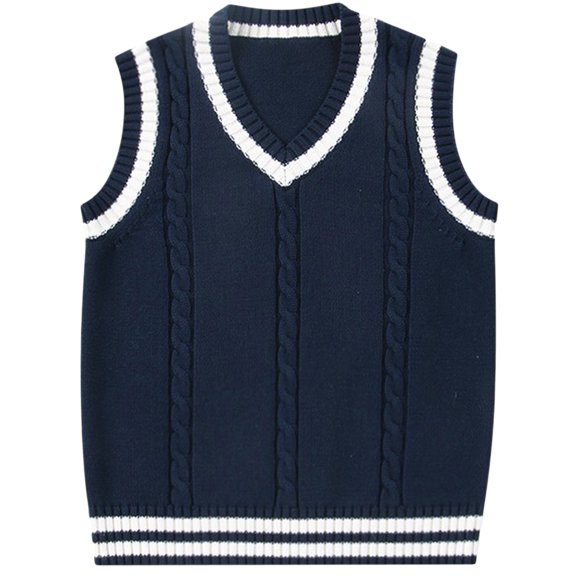 jinghuiyue Women’s Sweater Vest V Neck Sleeveless Knit School Uniform Basic Casual Preppy Style Ribbed Pullover Tops XL