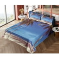 thumbnail image 4 of Ambesonne Summer Fitted & Top Sheet Set with Shams, Ocean Palms Warm Beach, Navy Cream Green, 4 of 5