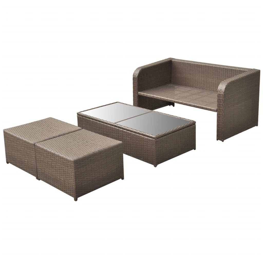 vidaXL Patio Furniture Set 4 Piece Patio Conversation Set with Table Rattan - image 4 of 10