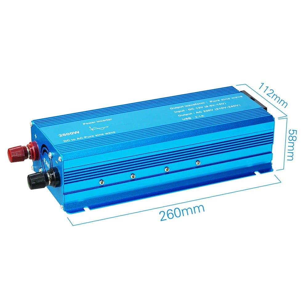 DAMIFU Pure Sine 12-24V 110-220V 50-60Hz 2600W Car Solar Converter Inverter