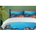 thumbnail image 4 of Ambesonne Deep Sea Duvet Cover Sets, Divers Under Vivid Sea, 2-King, Sky Blue Multicolor, 4 of 7