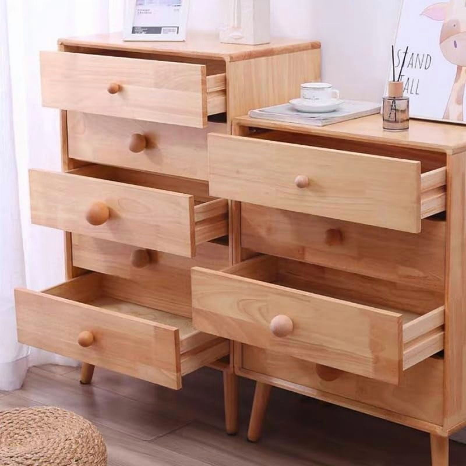 Gamvdout Cabinets Knobs 2Pcs Large Round Oak Drawer Cabinet Solid Wood Handle Wooden Wardrobe Door Log Cabinet Single Hole Handle 45Mm