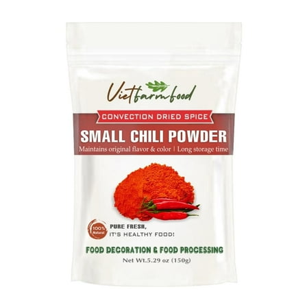 SMALL CHILI POWDER 5.29 Oz (150g) VIETFARMFOOD: Pure, natural freeze-dried spice made from real vegetables and fruits - perfect for enhancing every meal, from cooking, baking, salads, soups, sauces