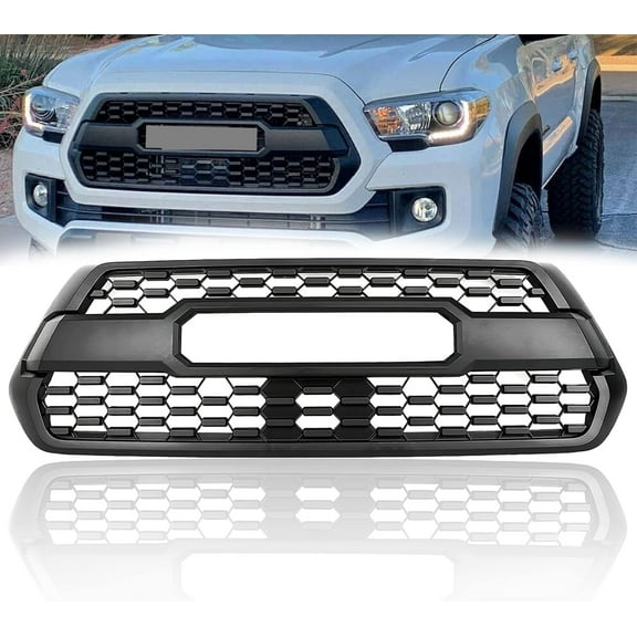 Front Bumper Grille Hood Grill Fit For 2016-2022 Toyota Tacoma Front Hollow Grille With Accessories Matte Black