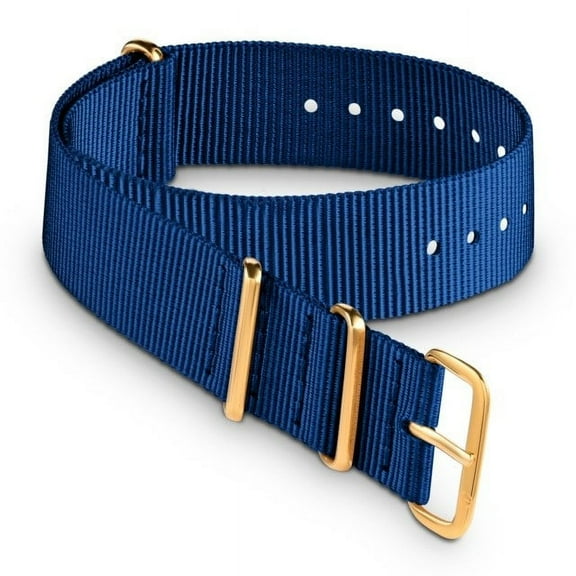 Matte Blue Nato Strap with Gold Buckle