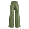 thumbnail image 5 of Mifsaly Wide Leg Linen Pants for Women Flowy Summer Beach Vacation Pant High Waisted Smocked Elastic Waist Casual Trousers with Pockets L, 5 of 5
