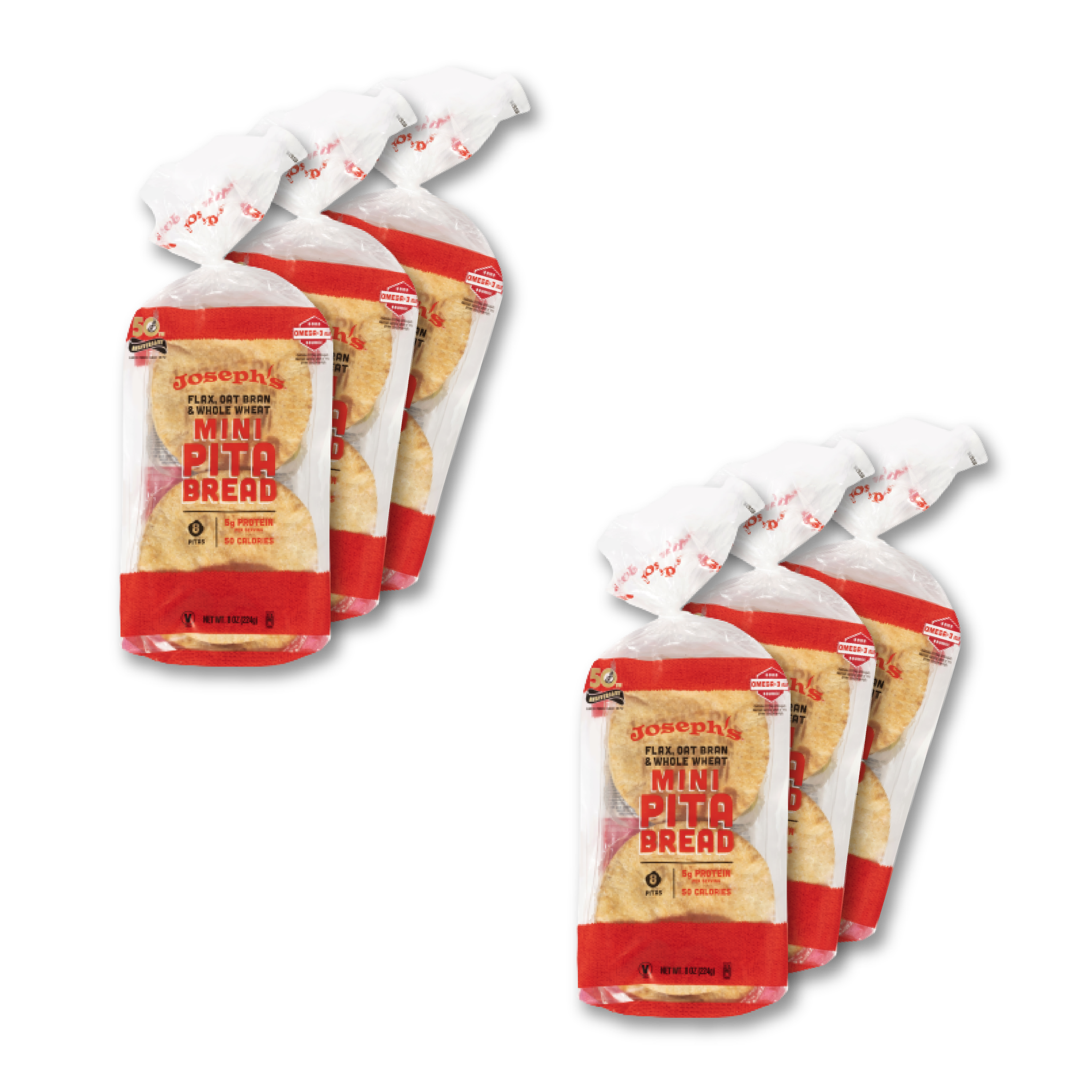 Joseph's Bakery, Low Carb Mini Pita Bread, Flax, Oat Bran and Whole