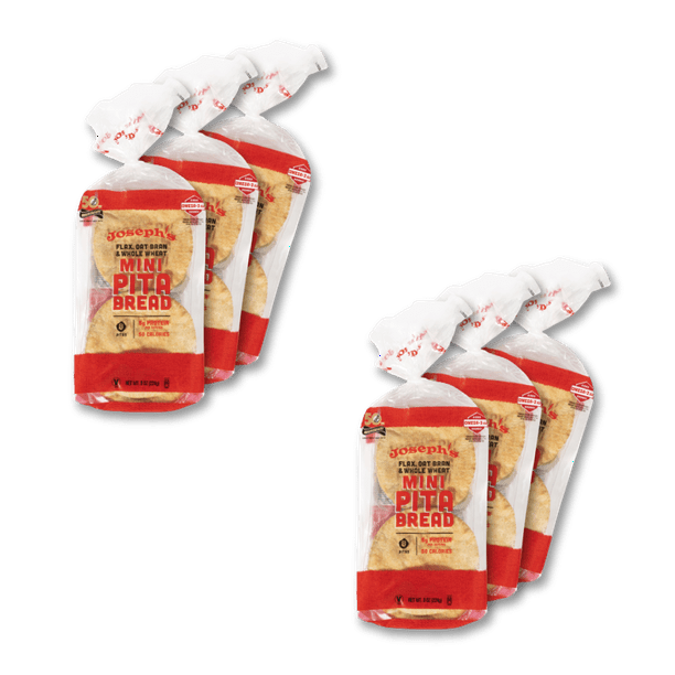 Joseph's Bakery, Low Carb Mini Pita Bread, Flax, Oat Bran and Whole Wheat, 5g Carbs Per Serving