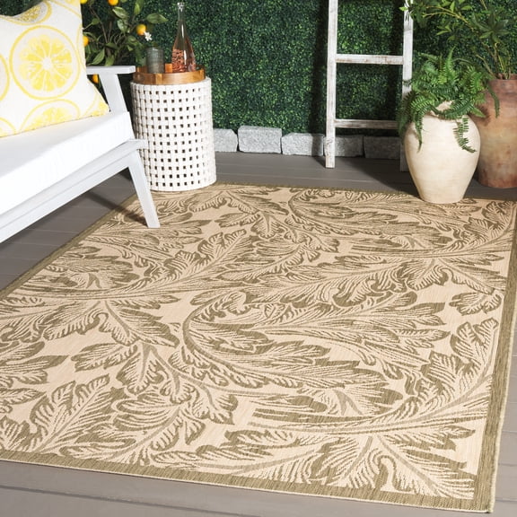 Safavieh Courtyard Connie Floral Indoor/Outdoor Area Rug, Natural/Chocolate, 2' x 3'7"