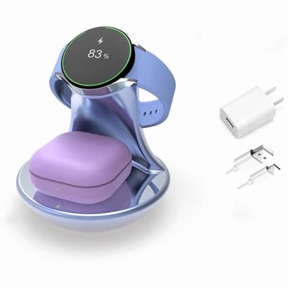 FU2162 for Samsung Galaxy Watch Charger Stand Ultra 7 6 5 4 3 Pro Classic,Fast Charging for Samsung Watch Charger Holder,for Galaxy 3/2/Buds /Buds 2 Pro,Wireless Charging USB C (Blue)