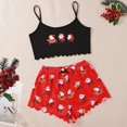 thumbnail image 4 of Nuevas mujeres Sexy Navidad estampado tirantes Top pijama camisola pantalones cortos copo de nieve ropa de hogar conjunto de dos piezas ropa de dormir para mujer, 4 of 4