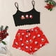 thumbnail image 4 of Nuevas mujeres Sexy Navidad estampado tirantes Top pijama camisola pantalones cortos copo de nieve ropa de hogar conjunto de dos piezas ropa de dormir para mujer, 4 of 4