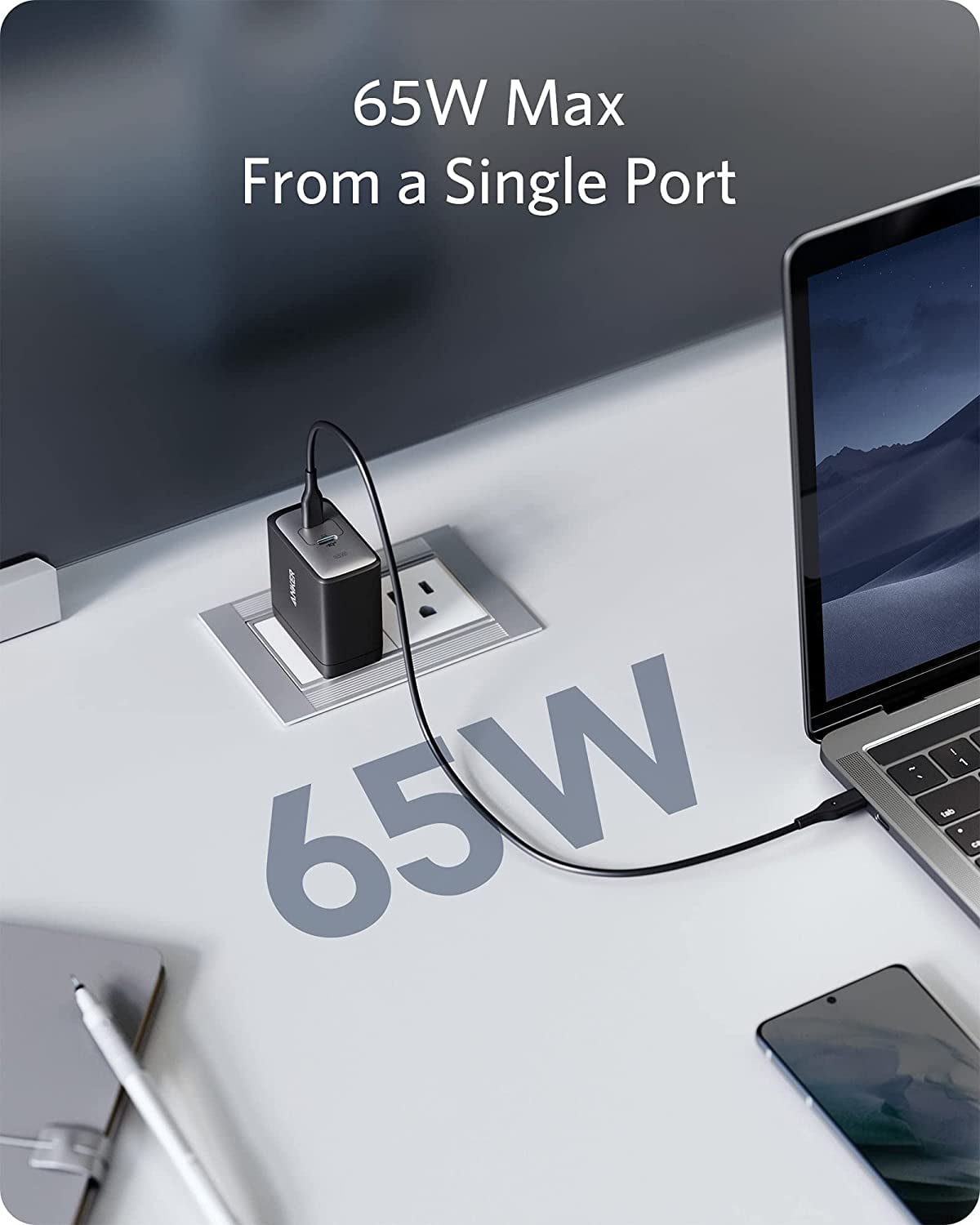 Anker USB C Charger Nano II 65W PPS Fast Charging,GaN II Technology, Foldable |Black