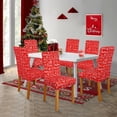 thumbnail image 3 of Merry Christmas Chair Covers for Dining Room Set of 6, Red Xmas Stretch Dining Chair Cover 6 Pieces, Washable Kitchen Chair Slipcovers 6 Pack, Removable Seat Protector for Christmas Decor, 3 of 6