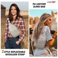 thumbnail image 2 of SUOSDEY Gray Sling Bag for Women Crossbody PU Leather Chest Bag for Traveling Hiking Cycling, 2 of 7