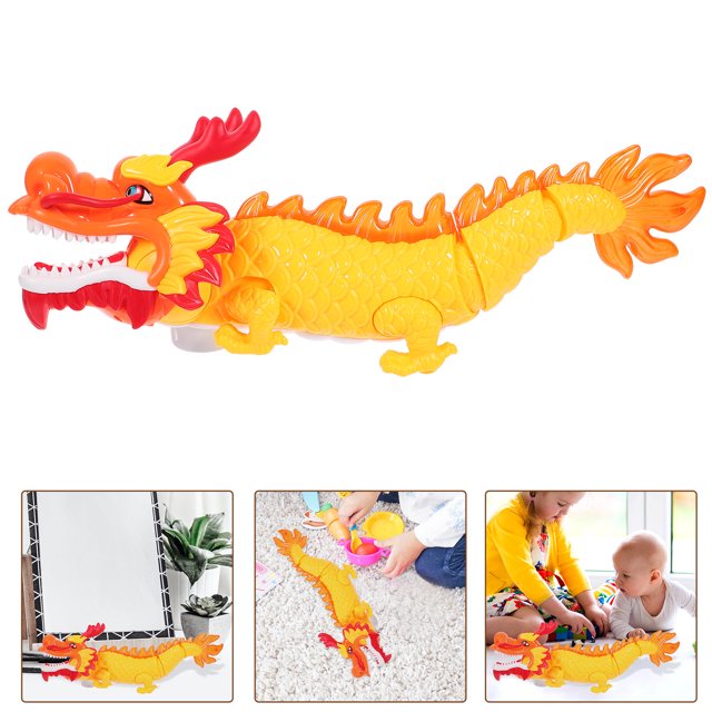 FONWILYO 4Pcs Musical Lighting Dragon Toy Electric Swinging With Light And Music For Lunar New Year Celebration Friends