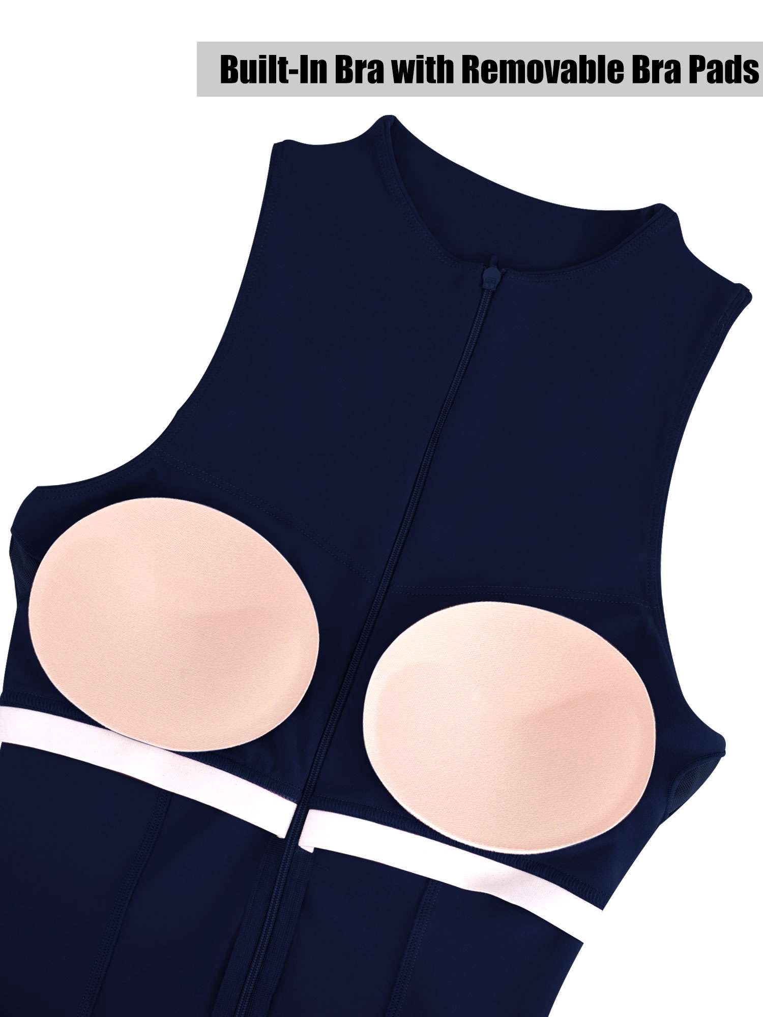 PULLIMORE Women's Athletic Tank Dress with Built-In Bra - Moisture-Wicking Golf/Tennis Dress(Navy)