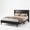 PU black-Full/77.56 x 55.71 x 45.87 inch, variant on Alvantor Upholstered Bed Frame, Fabric-covered Wing-shaped Headboard and Wooden Crossbars, Bed Frame with Storage Space, Easy Assembly, Noise Free, No Box Spring Needed