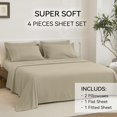 thumbnail image 3 of JELLYMONI 4 Pieces Luxury Soft Microfiber Sheets Set ,16" Deep Pocket Queen Size Silky Bedding Sheets & Pillowcases（King, Khaki), 3 of 6