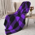 thumbnail image 3 of Sikiie Purple Buffalo Plaid Cozy Flannel Fleece Throw Blanket: Lightweight & Thick for All Seasons - Perfect for Women, Men, & Kids"80"x60", 3 of 6